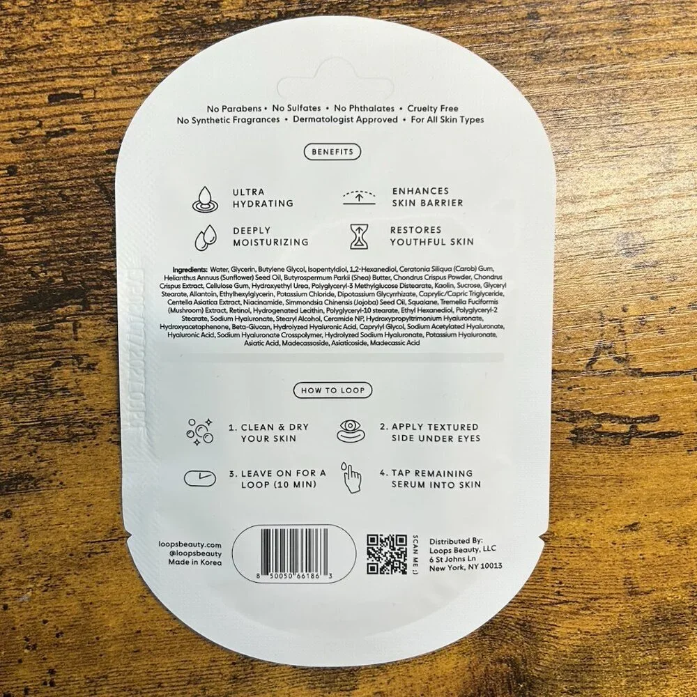 Loops Bright Eyes Revival Set 3 Pack Eye Masks Hydrating Dark Circle Treatment